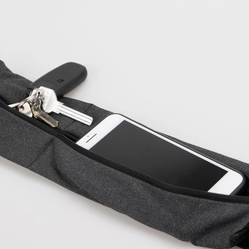 QUESHARK Pro Reflective Elastic Waistband Sport Bag Double Zipper Pocket - A.B.A