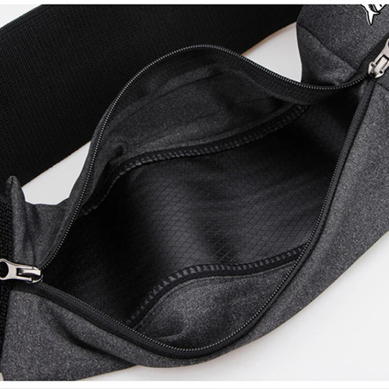 QUESHARK Pro Reflective Elastic Waistband Sport Bag Double Zipper Pocket - A.B.A