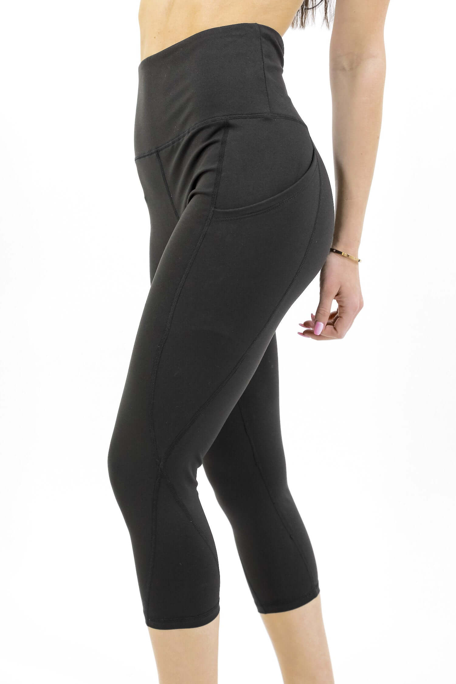 Seajoy Athletic High-Waisted Capri Leggings with Hip Pockets-5