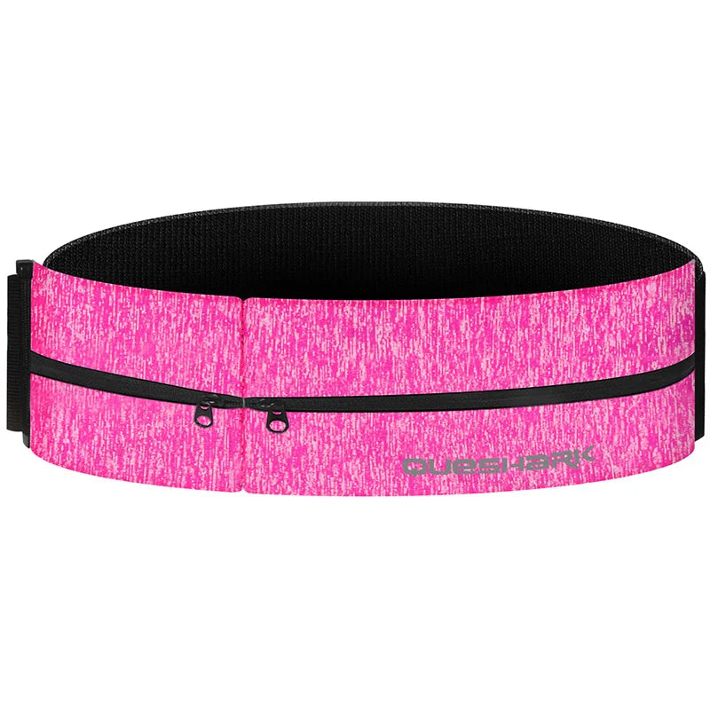 QUESHARK Pro Reflective Elastic Waistband Sport Bag Double Zipper Pocket - A.B.A