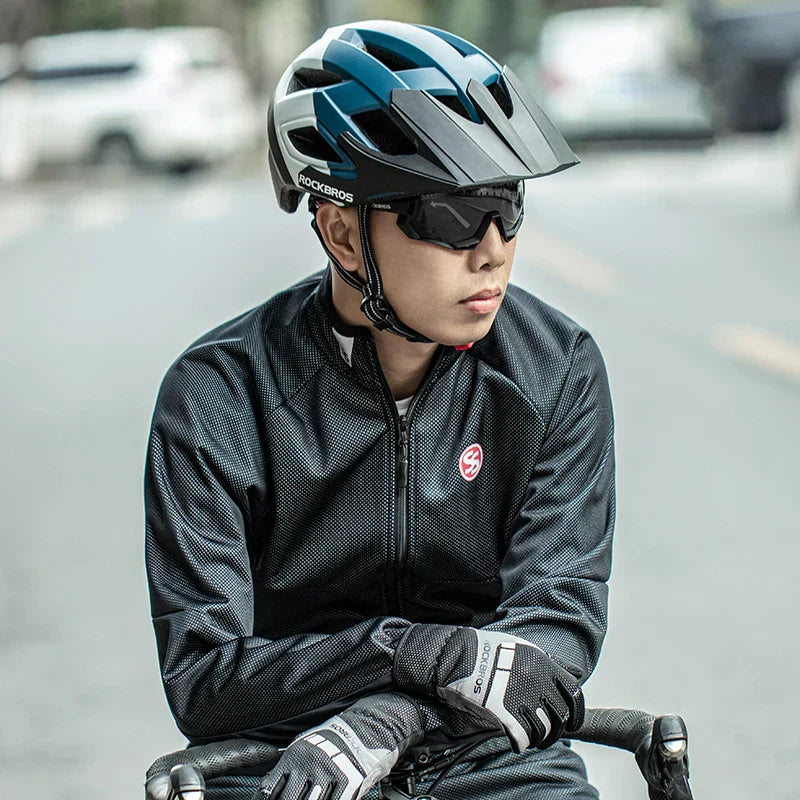 Breathable Shockproof Cycling Safety Helmet Blue White-2