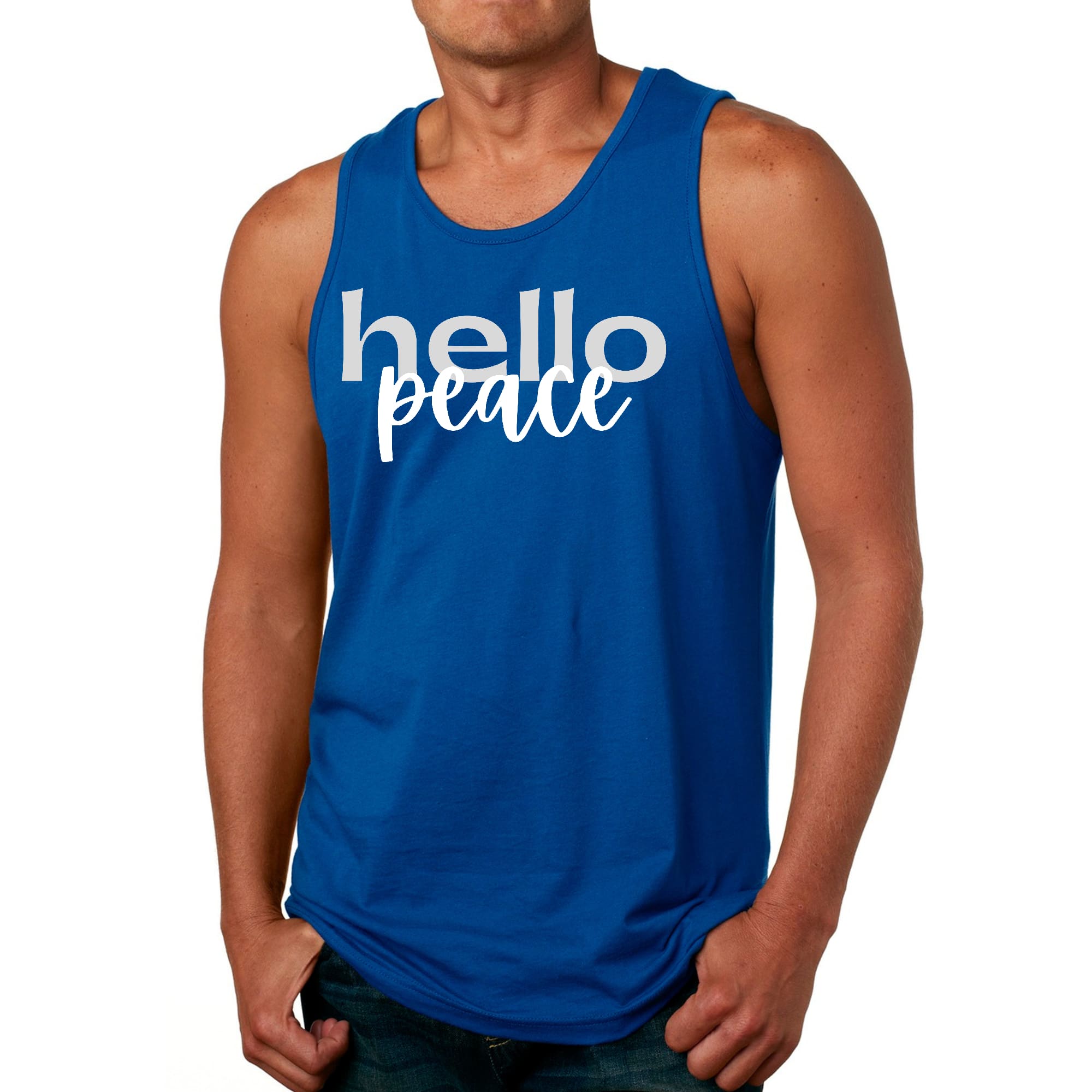 Mens Fitness Tank Top Graphic T-shirt Hello Peace Motivational-3
