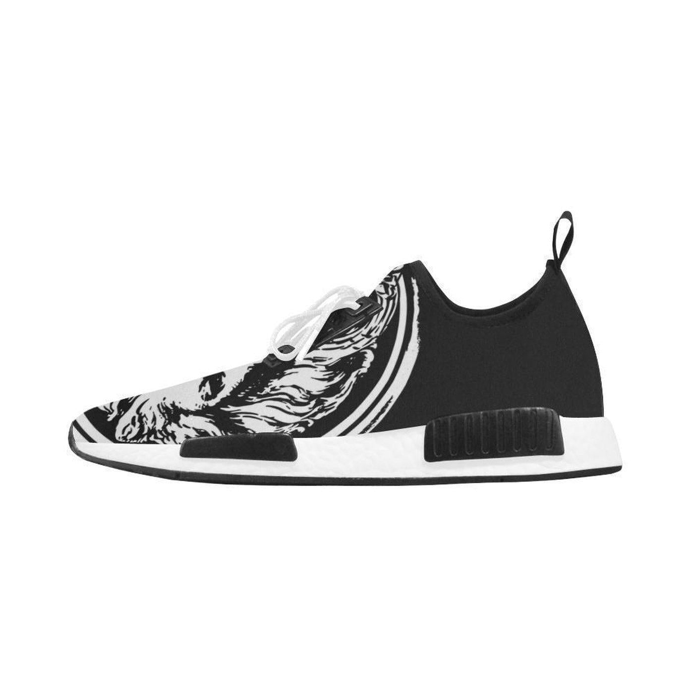Womens Black and White Lion Lace Up Trainers - A.B.A