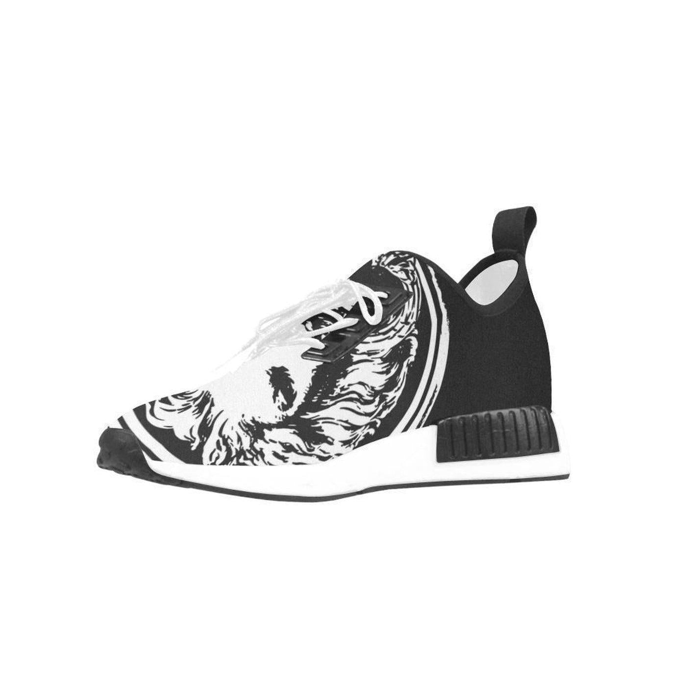 Womens Black and White Lion Lace Up Trainers - A.B.A