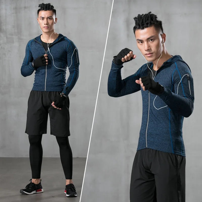 New Reflective Sports Suit Men Running Set Jogging - A.B.A