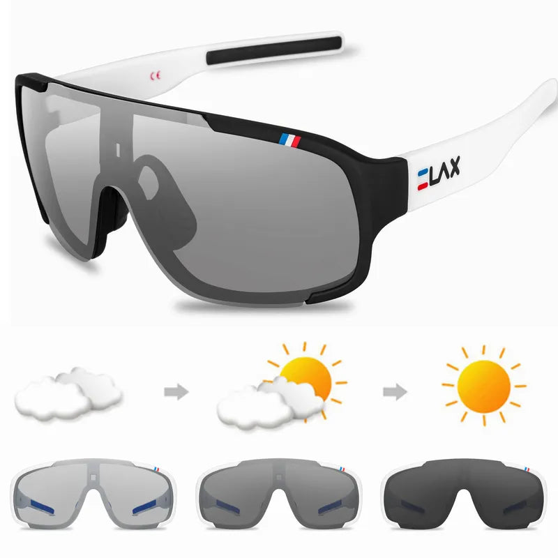 ELAX Polarized and Photochromic Cycling Glasses Outdoor Cycling Eyewear - A.B.A