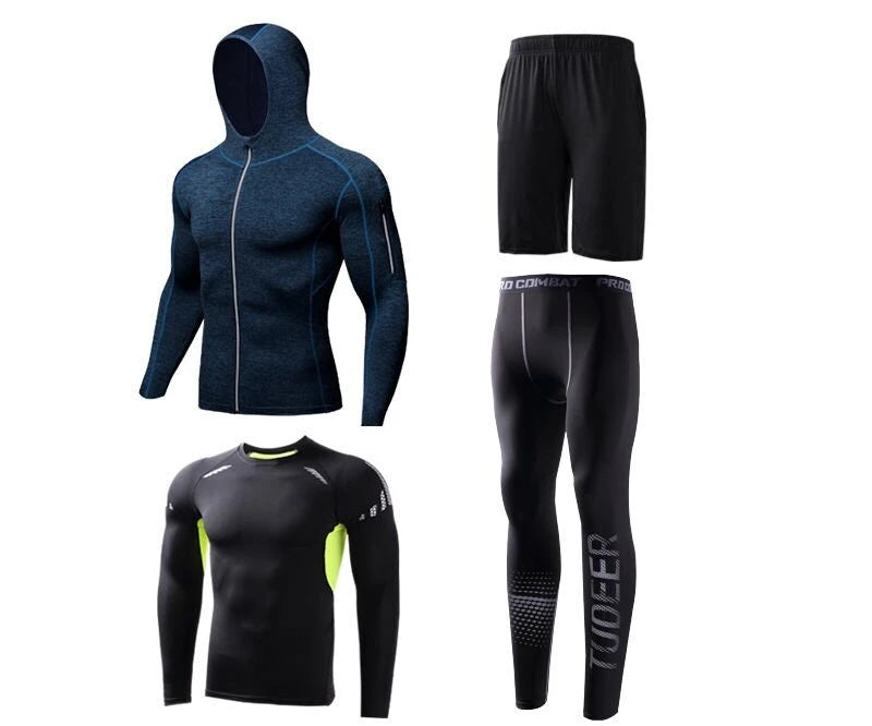 New Reflective Sports Suit Men Running Set Jogging - A.B.A