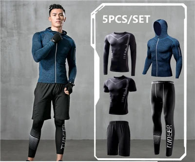 New Reflective Sports Suit Men Running Set Jogging - A.B.A