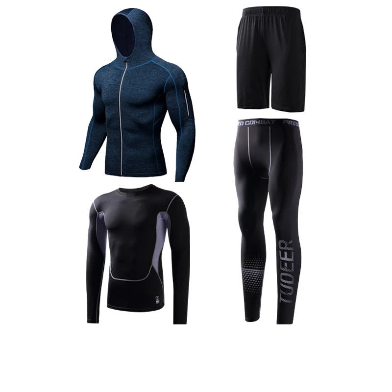 New Reflective Sports Suit Men Running Set Jogging - A.B.A
