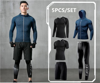 New Reflective Sports Suit Men Running Set Jogging - A.B.A