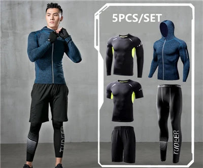 New Reflective Sports Suit Men Running Set Jogging - A.B.A