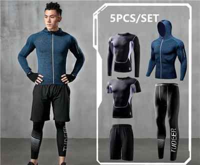 New Reflective Sports Suit Men Running Set Jogging - A.B.A