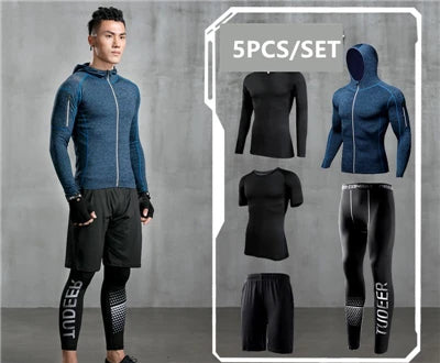 New Reflective Sports Suit Men Running Set Jogging - A.B.A