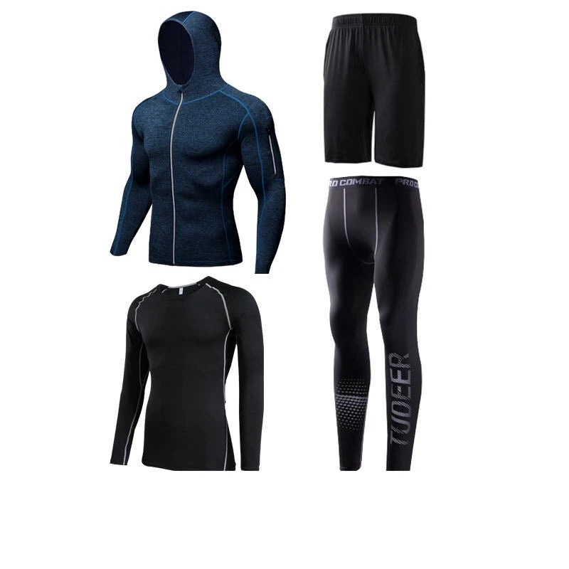 New Reflective Sports Suit Men Running Set Jogging - A.B.A