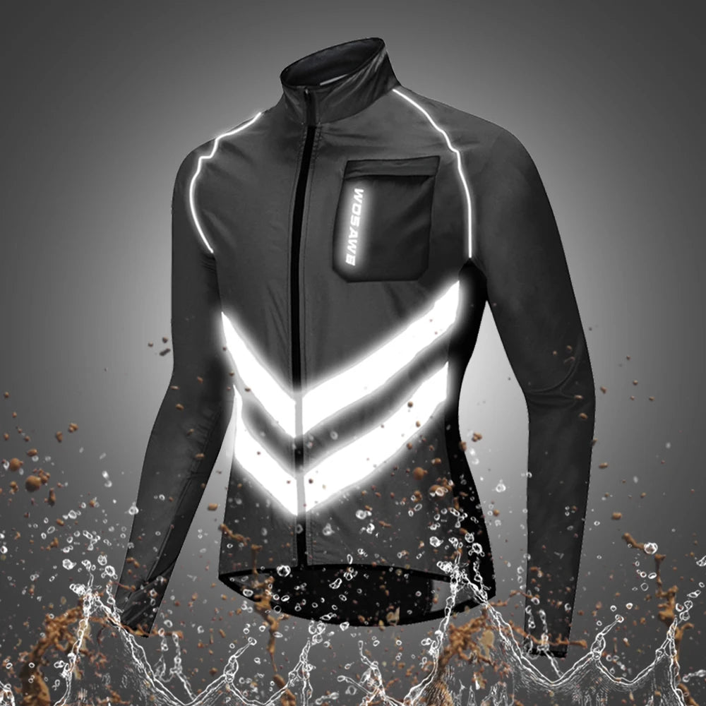 WOSAWE Reflective Running Jackets Men Waterproof Windproof Lightweight - A.B.A
