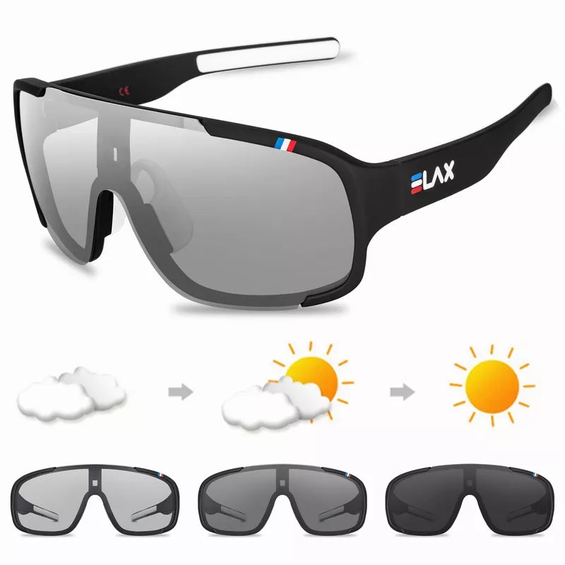 ELAX Polarized and Photochromic Cycling Glasses Outdoor Cycling Eyewear - A.B.A