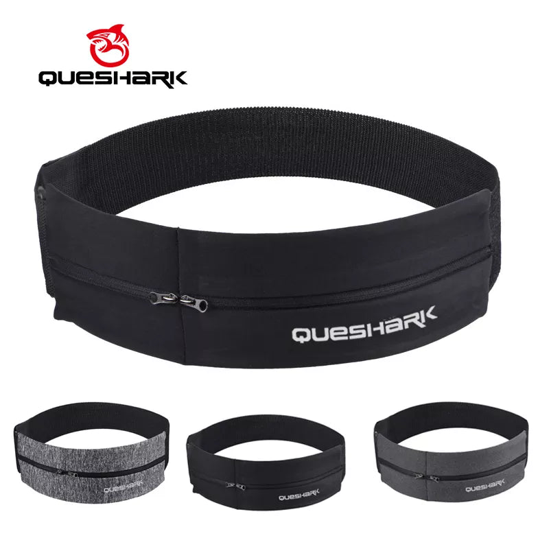 QUESHARK Pro Reflective Elastic Waistband Sport Bag Double Zipper Pocket - A.B.A