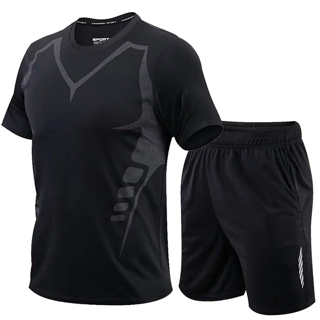 2 Pcs/Set Men's Tracksuit Gym Fitness Badminton Sports Suit Clothes - A.B.A