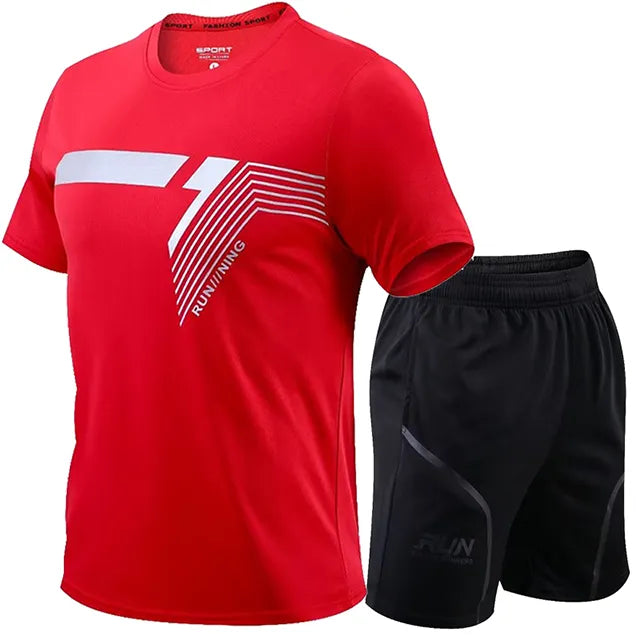 2 Pcs/Set Men's Tracksuit Gym Fitness Badminton Sports Suit Clothes - A.B.A