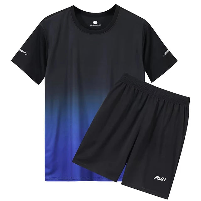 2 Pcs/Set Men's Tracksuit Gym Fitness Badminton Sports Suit Clothes - A.B.A