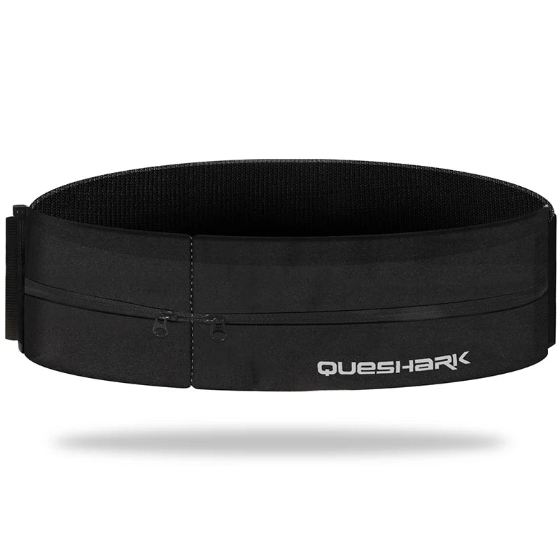 QUESHARK Pro Reflective Elastic Waistband Sport Bag Double Zipper Pocket - A.B.A