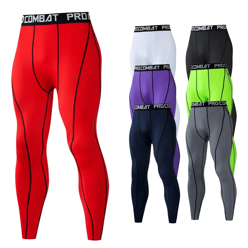 Men Compression Tight Leggings Running Sports Male Gym Fitness Jogging Pants - A.B.A