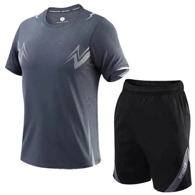 2 Pcs/Set Men's Tracksuit Gym Fitness Badminton Sports Suit Clothes - A.B.A