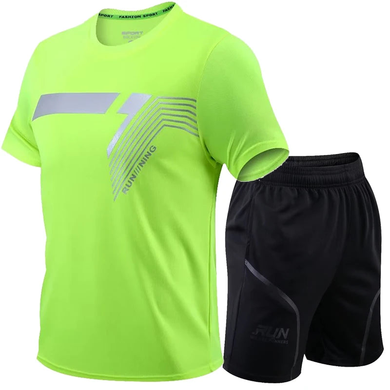 2 Pcs/Set Men's Tracksuit Gym Fitness Badminton Sports Suit Clothes - A.B.A