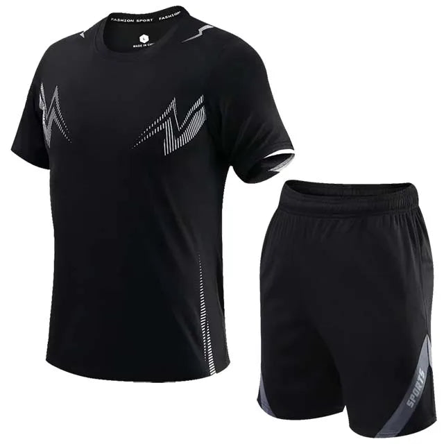 2 Pcs/Set Men's Tracksuit Gym Fitness Badminton Sports Suit Clothes - A.B.A