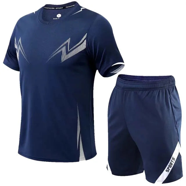 2 Pcs/Set Men's Tracksuit Gym Fitness Badminton Sports Suit Clothes - A.B.A