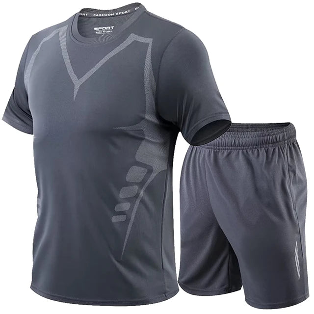 2 Pcs/Set Men's Tracksuit Gym Fitness Badminton Sports Suit Clothes - A.B.A