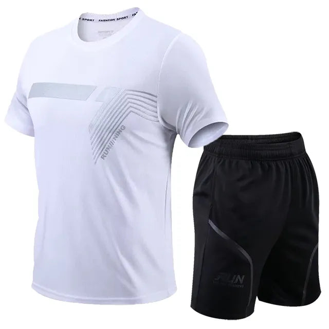 2 Pcs/Set Men's Tracksuit Gym Fitness Badminton Sports Suit Clothes - A.B.A