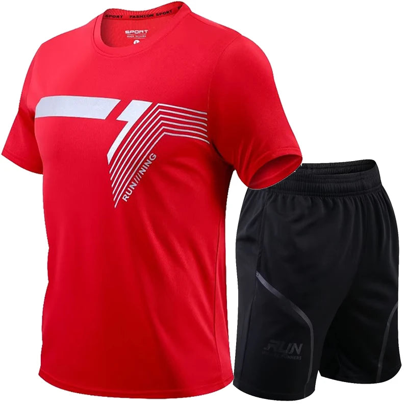 2 Pcs/Set Men's Tracksuit Gym Fitness Badminton Sports Suit Clothes - A.B.A