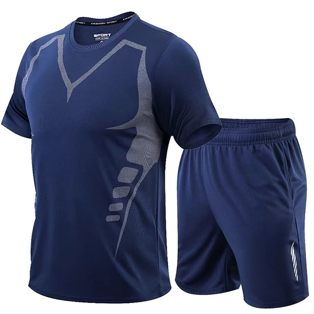 2 Pcs/Set Men's Tracksuit Gym Fitness Badminton Sports Suit Clothes - A.B.A