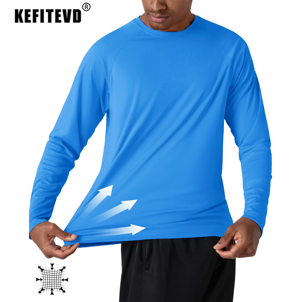 KEFITEVD Quick Drying Men's UPF 50+ Long Sleeve T-Shirts Men Sun Protection - A.B.A