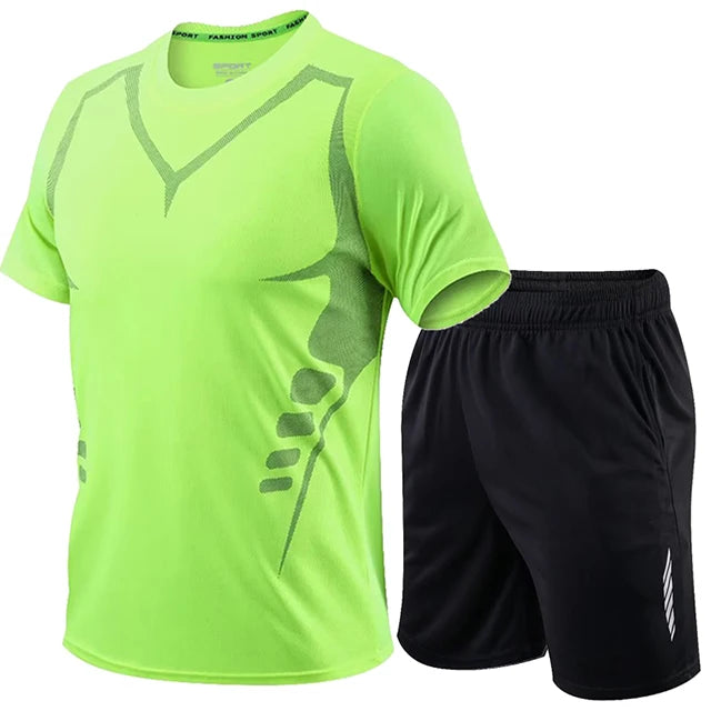 2 Pcs/Set Men's Tracksuit Gym Fitness Badminton Sports Suit Clothes - A.B.A