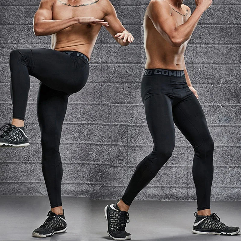 Men Compression Tight Leggings Running Sports Male Gym Fitness Jogging Pants - A.B.A