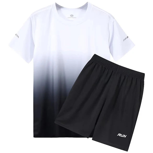 2 Pcs/Set Men's Tracksuit Gym Fitness Badminton Sports Suit Clothes - A.B.A