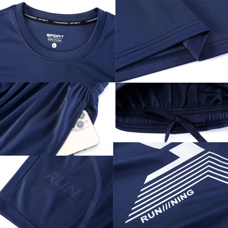 2 Pcs/Set Men's Tracksuit Gym Fitness Badminton Sports Suit Clothes - A.B.A