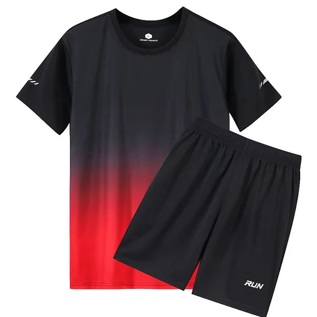 2 Pcs/Set Men's Tracksuit Gym Fitness Badminton Sports Suit Clothes - A.B.A