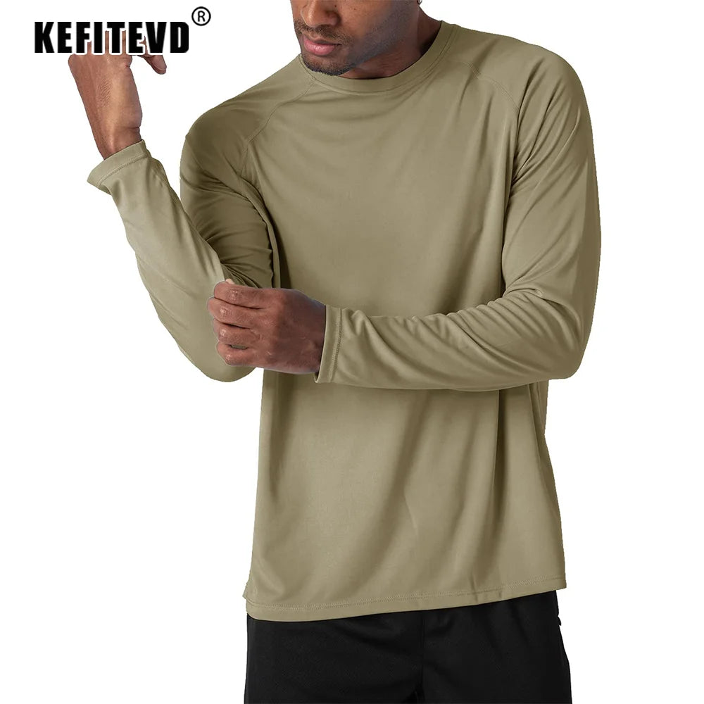 KEFITEVD Quick Drying Men's UPF 50+ Long Sleeve T-Shirts Men Sun Protection - A.B.A