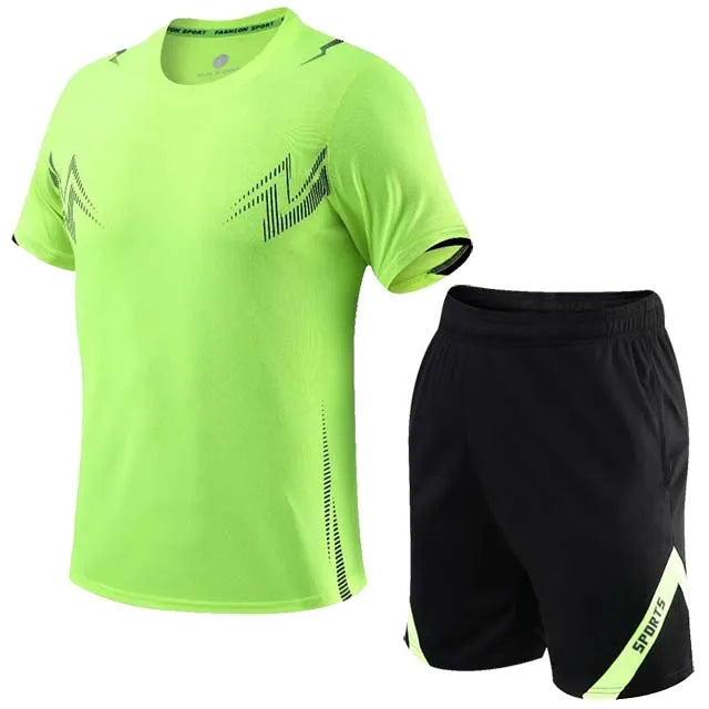 2 Pcs/Set Men's Tracksuit Gym Fitness Badminton Sports Suit Clothes - A.B.A