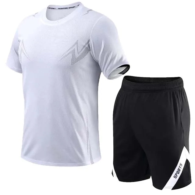 2 Pcs/Set Men's Tracksuit Gym Fitness Badminton Sports Suit Clothes - A.B.A