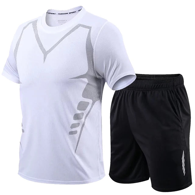 2 Pcs/Set Men's Tracksuit Gym Fitness Badminton Sports Suit Clothes - A.B.A