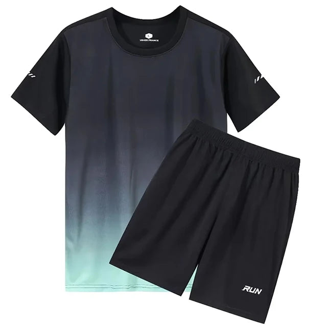 2 Pcs/Set Men's Tracksuit Gym Fitness Badminton Sports Suit Clothes - A.B.A