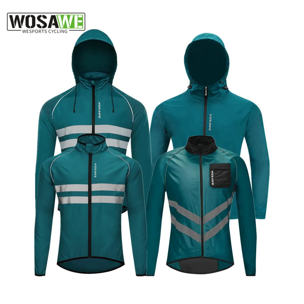 WOSAWE Reflective Running Jackets Men Waterproof Windproof Lightweight - A.B.A