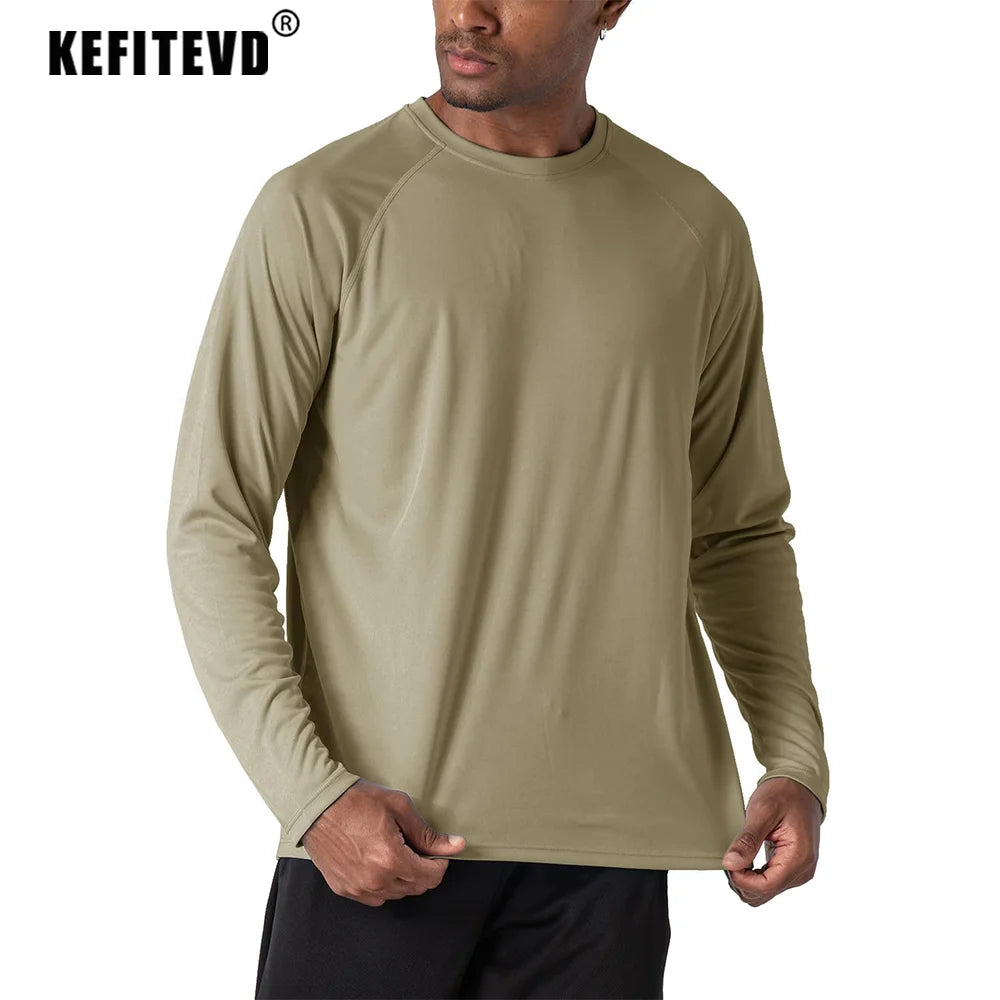 KEFITEVD Quick Drying Men's UPF 50+ Long Sleeve T-Shirts Men Sun Protection - A.B.A
