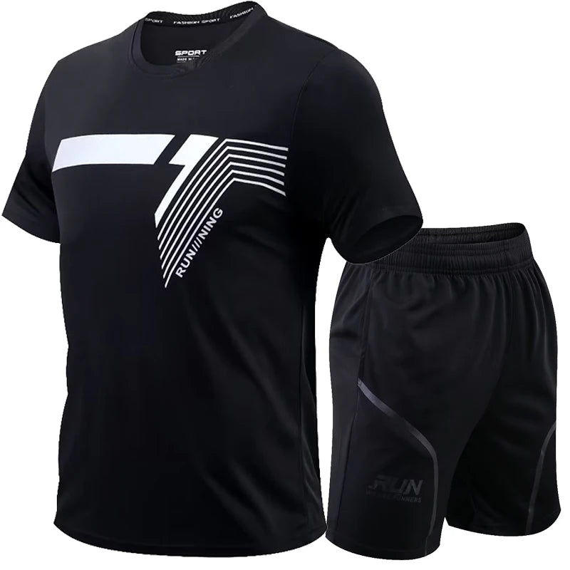 2 Pcs/Set Men's Tracksuit Gym Fitness Badminton Sports Suit Clothes - A.B.A