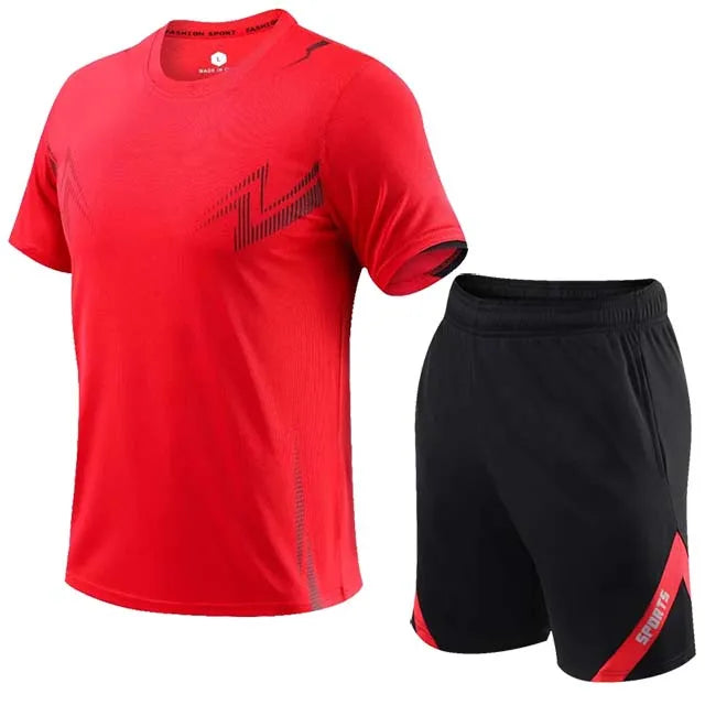 2 Pcs/Set Men's Tracksuit Gym Fitness Badminton Sports Suit Clothes - A.B.A