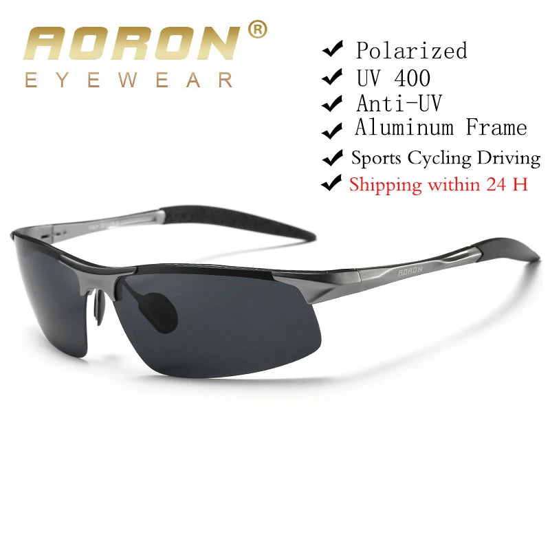 AORON Driving Polarized Sunglasses Men Aluminum Magnesium Frame - A.B.A